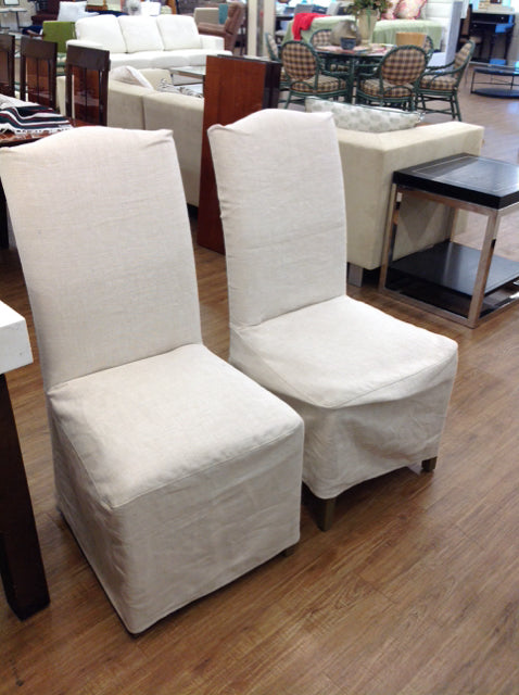 2 Linen Slipcover Chairs
