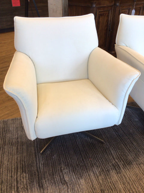 Modani White Faux Leather Swivel Chair