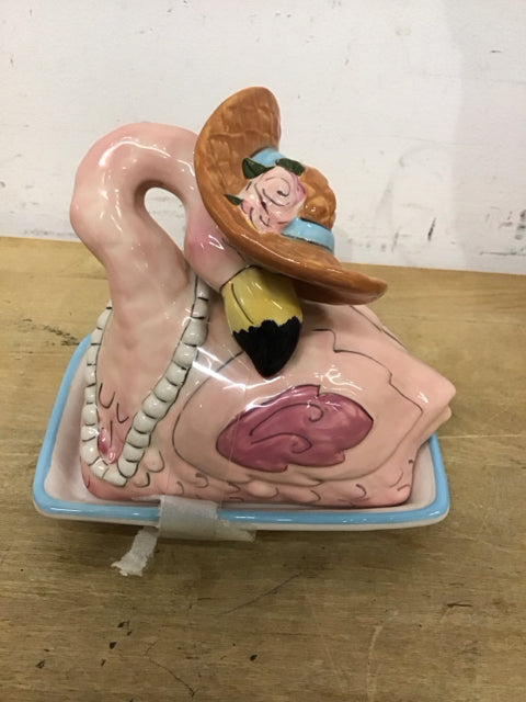 Blue Sky Flamingo Butter Dish