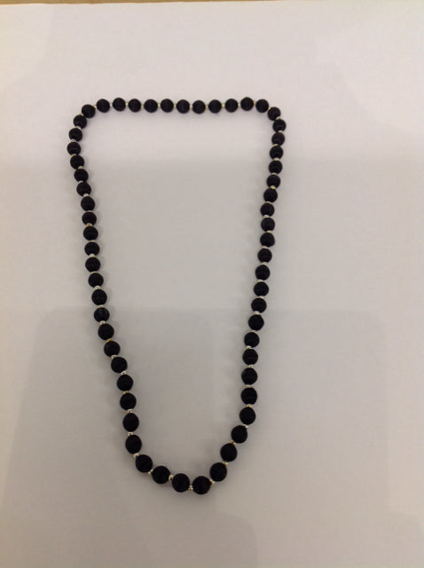 Black Fabric Beaded Necklace
