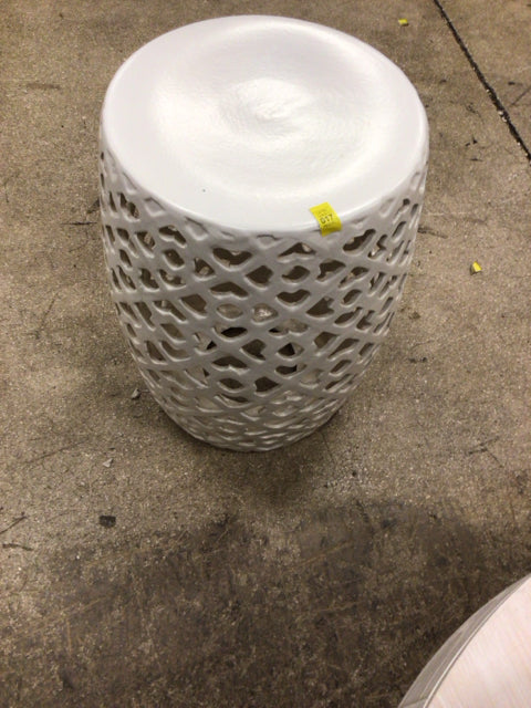 19 1/2" White Ceramic Garden Stool