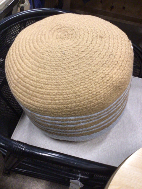 Tan/White Stipe Pouf