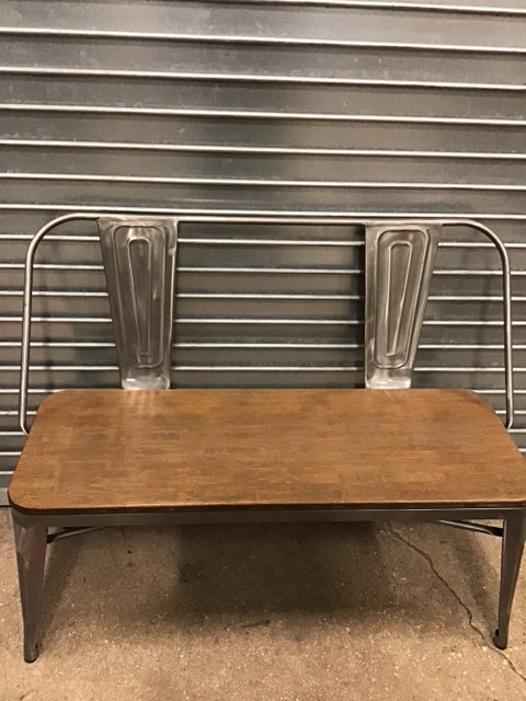 Chrome Metal & Wood Bench