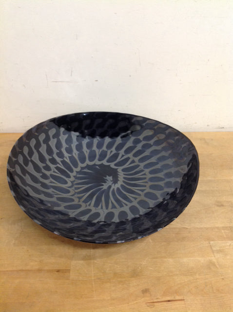 18" Art Deco Black Glass Bowl