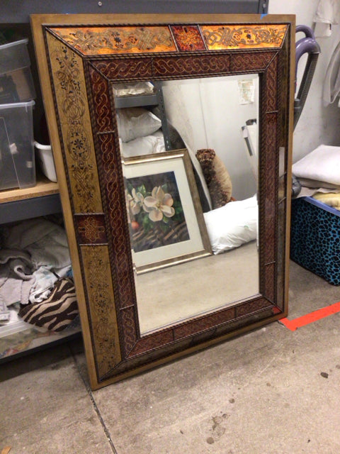 36" X 48" Bombay Colored Glass Beveld Framed Mirror