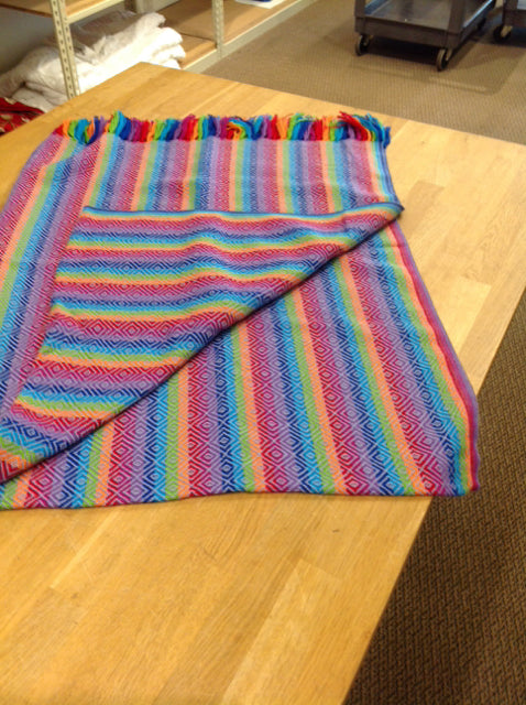 Multicolor Peruvian Throw w/Fringe