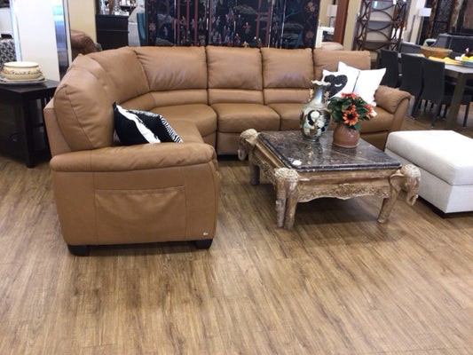 ItalSofa Brown Four Pc Leather Curved Sectional