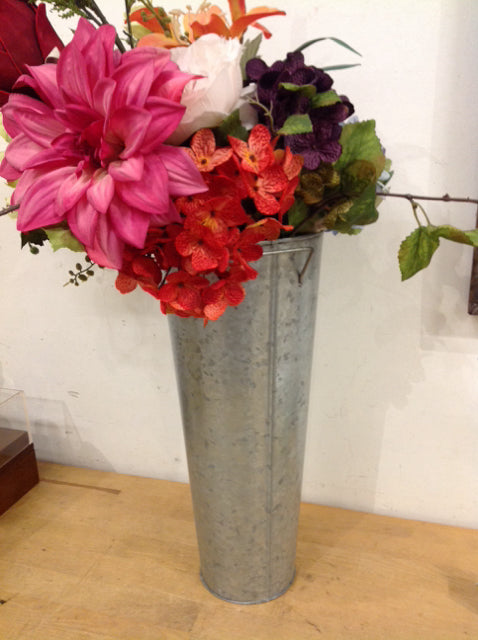 15" Metal Vase W Mixed Flowers