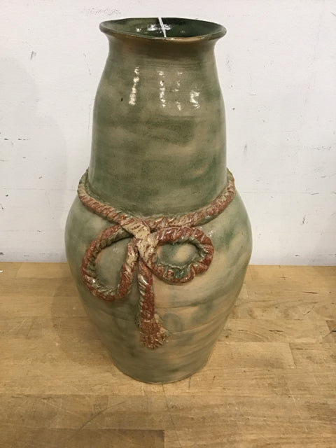 16" Green Ceramic Rope Vase