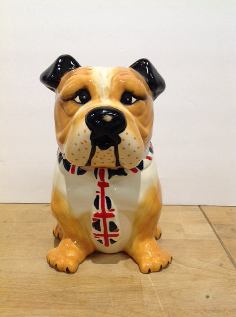 9" Ceramic Bulldog w/Union Jack Tie Jar