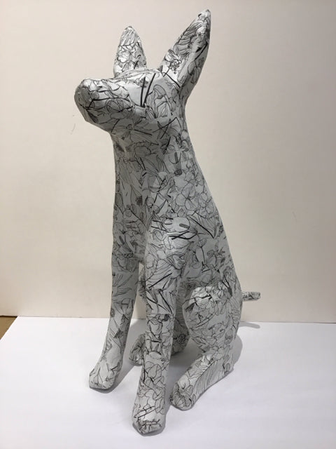 24" West Elm White Paper Mache Dog Figure