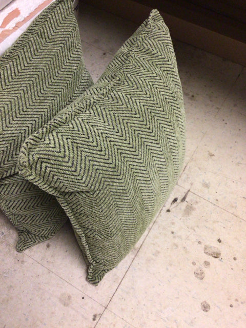 Green & Black Zig Zag Fabric Pillow