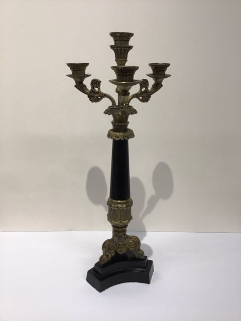 21" Bronze & Black Metal 4-Light Candelabra