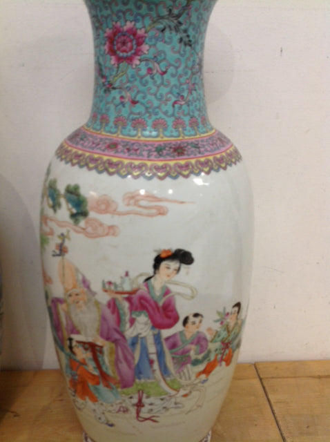 - 23" Porcelian Asian Scene Vase
