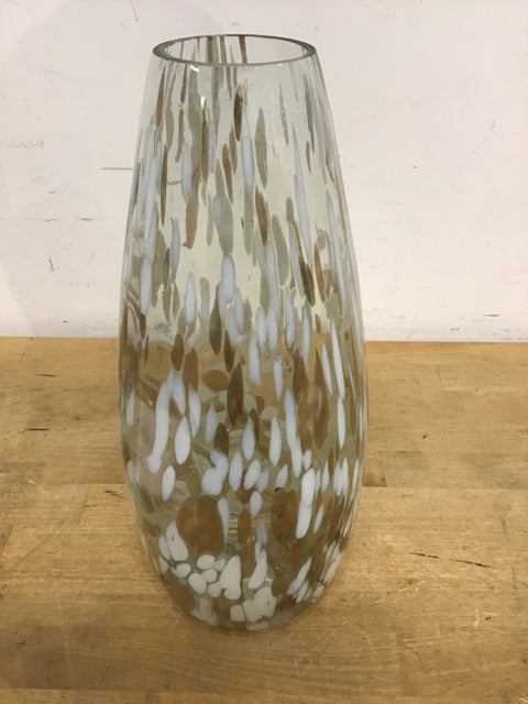 13.5" White/Gold Painted Vase