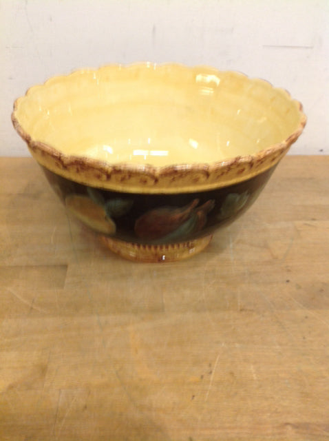 Bowl- 12" Gold Ceramic Fruit