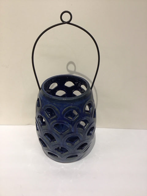Blue Pottery Candle Lantern