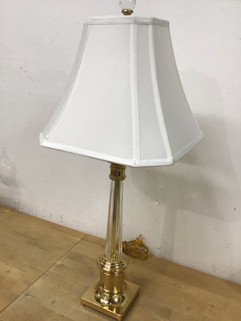 31" Gold & Glass Column Table Lamp