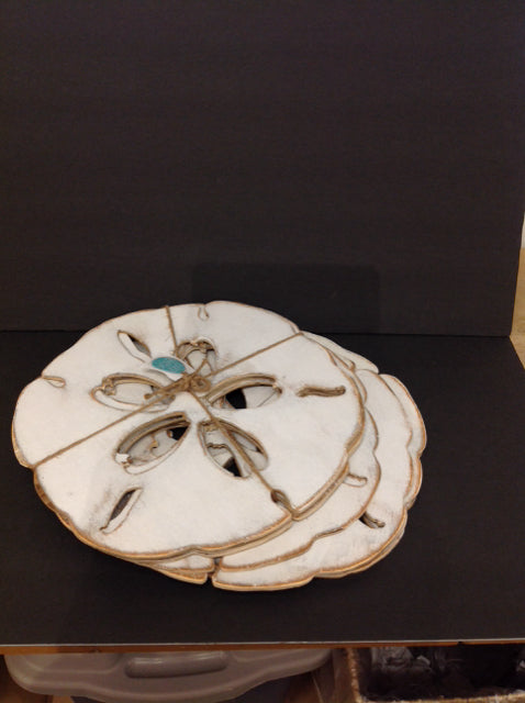 Set/8 Laser Cut Sand Dollar Wood Placemats