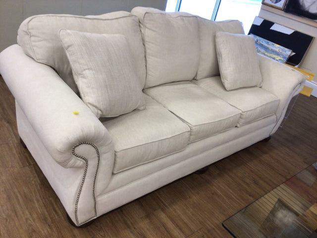 AS-IS Emerald Craft Furniture Cream Fabric Sofa(Light Soil)