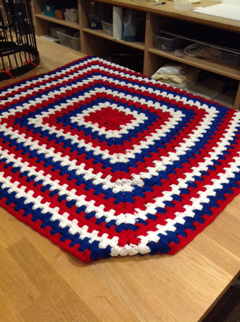 Red, White, Blue Knitted Throw