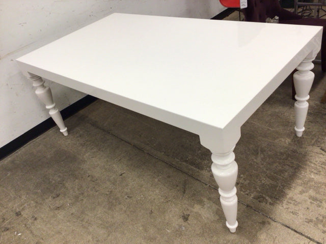 White Lacqured Rectangle Dining Table