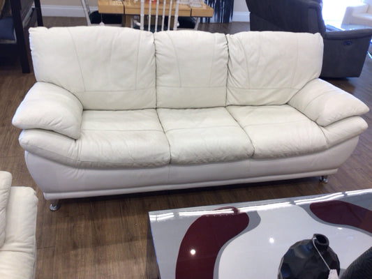 AS-IS White Three Seat Sofa(Light Soil)