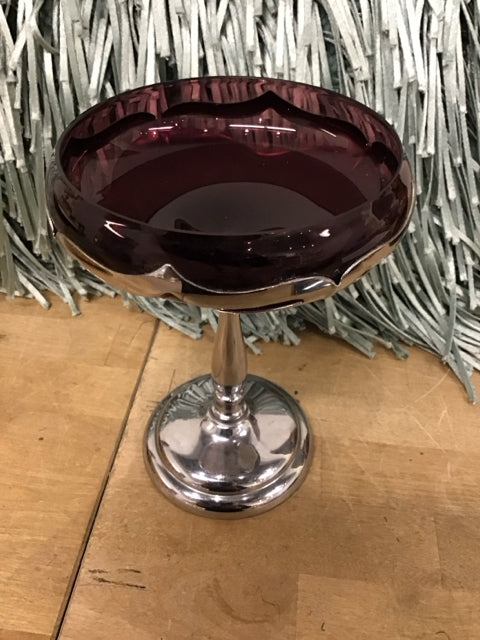 7.5" Pedestal Amethyst Candy Dish/Bowl