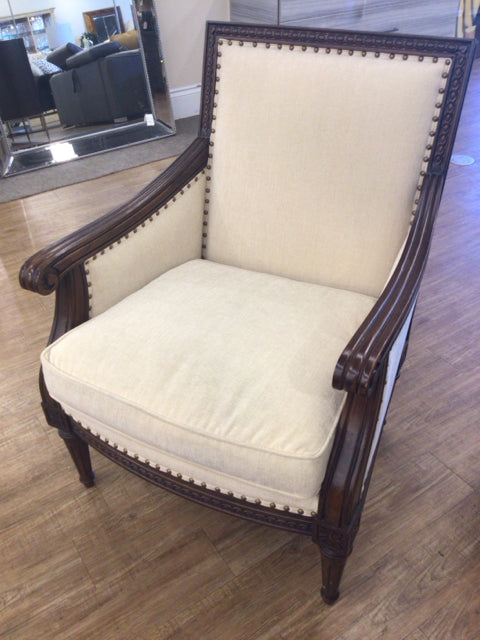 AS-IS Thomasville Fabric & Wood Arm Chair