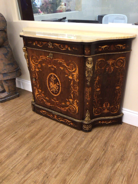 Burl Wood Stone Top Chest