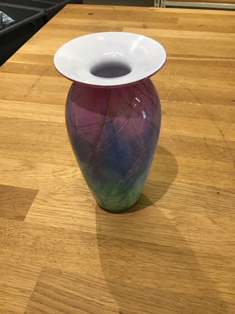 8" Multi Color Art Glass Vase