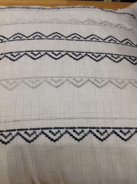 Pillow- 16" White & Blue Print