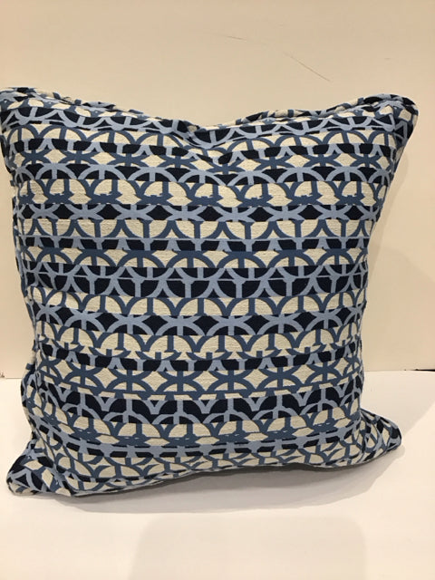 Tan/Blue Geometric Pillow