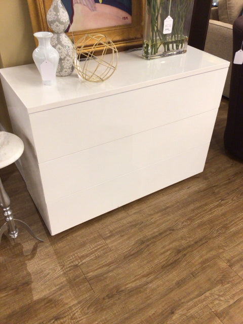 White Lacqured Three Drawer Chest