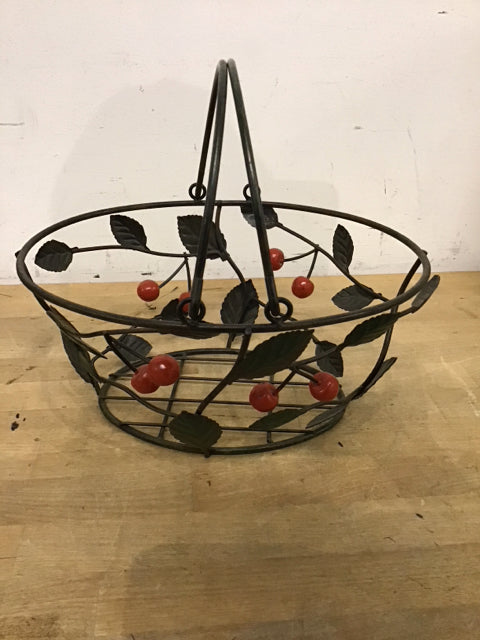 11.5"x5" Metal Cherry Vine Basket