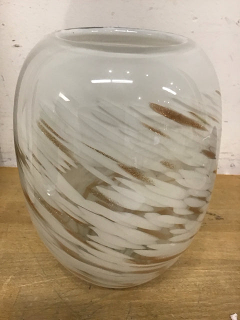 8.5" Viterra White Gold Metalic Swirl Vase