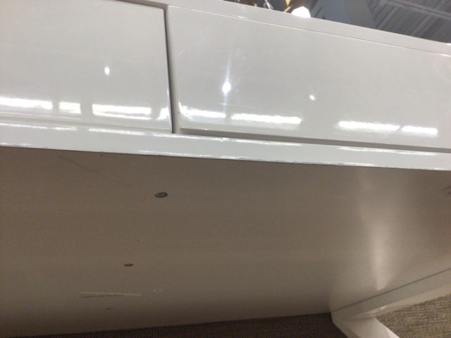 AS-IS White Lacqured Two Darwer Desk (Knicks)