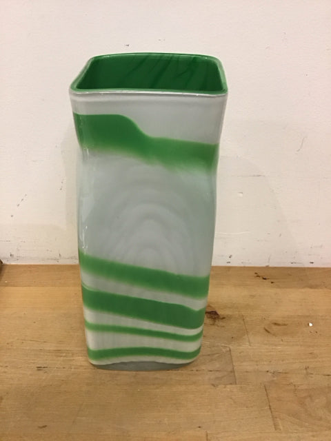 9.5" Grean & White Vase