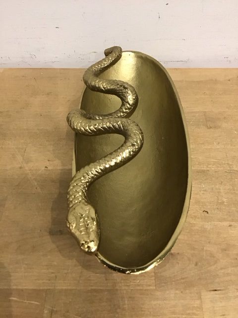 14"x6" Gold Metal Snake Bowl