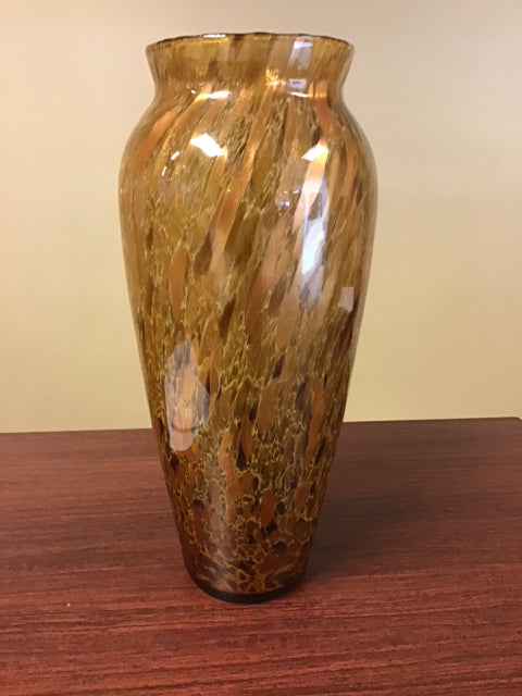 15"Amber Art Glass Vase