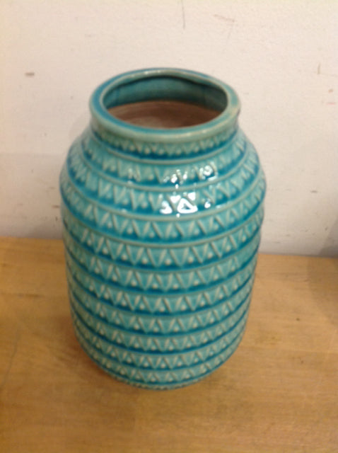 Vase- 9" Aqua Ceramic