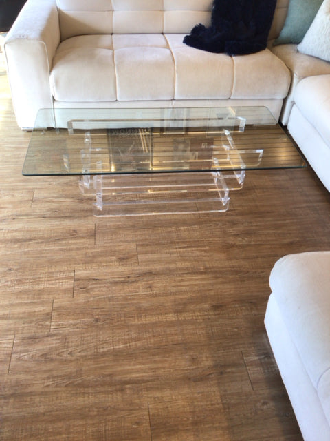 Glass Rectangle Lucite Coffee Table