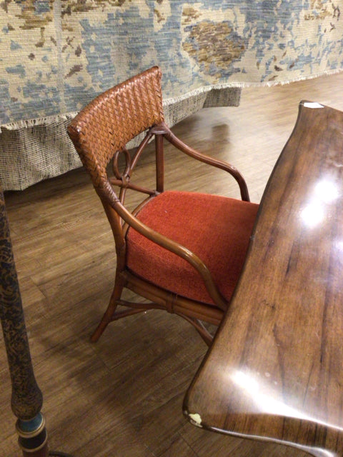 Ficks Reed Woven Leather & Wood Arm Chair