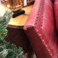 As-Is Massoud Red Leather High Back Sofa