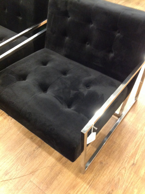 Chair- Chrome & Black Tufted