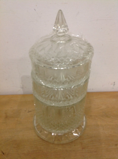 14" Three Cut Glass Stacking Bowles