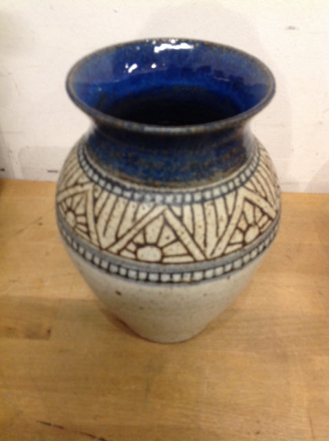 Vases- 8" Blue & White Ceramic