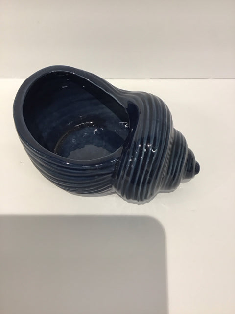 9" Blue Ceramic Conch Shell