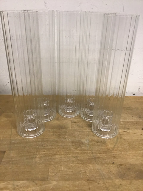 12" Set Of 5 Clear Ribbed Holders