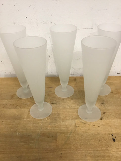 Set Of 5 Frosted Pilsner Glasses